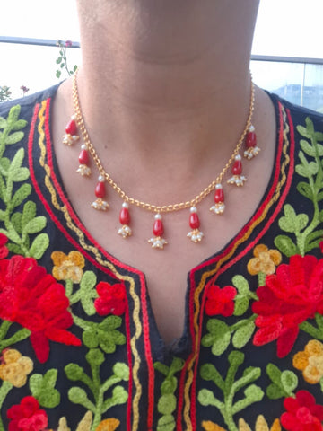 Superior Coral Pearl Designer Necklace