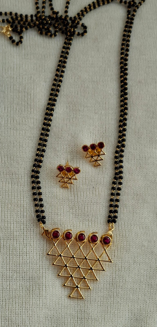 Traditional Saraswati Mangalsutra Dark Pink
