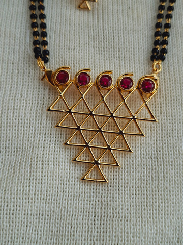 Traditional Saraswati Mangalsutra Dark Pink