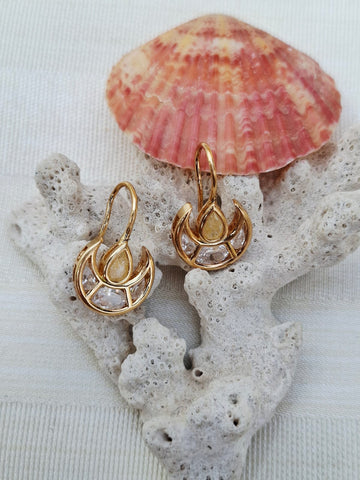 Light Yellow Kundan Danglers