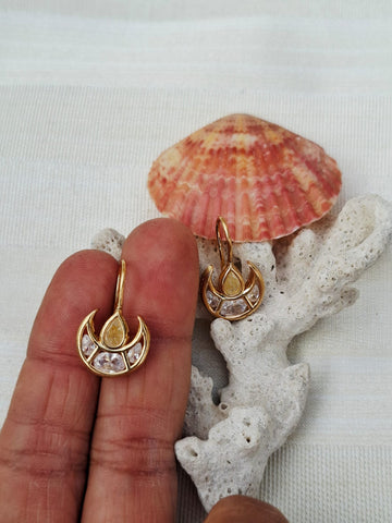 Light Yellow Kundan Danglers