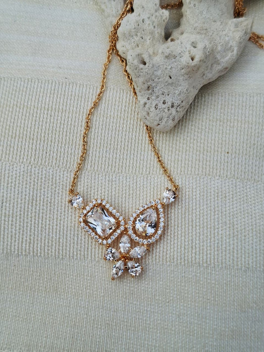 Designer White Stone American Diamond Necklace Set