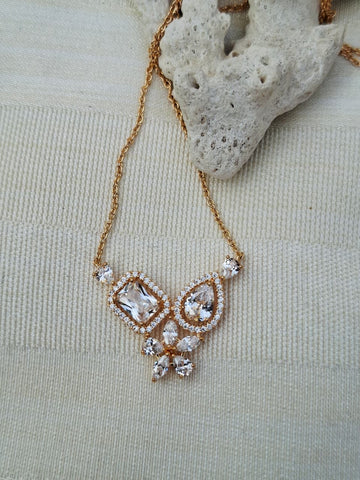 Designer White Stone American Diamond Necklace Set