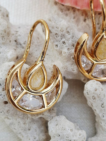 Light Yellow Kundan Danglers