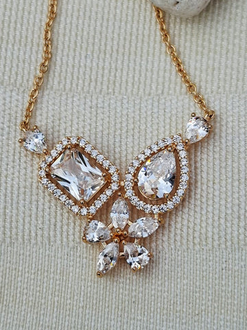 Designer White Stone American Diamond Necklace Set
