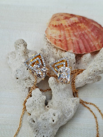 Designer White Stone American Diamond Necklace Set