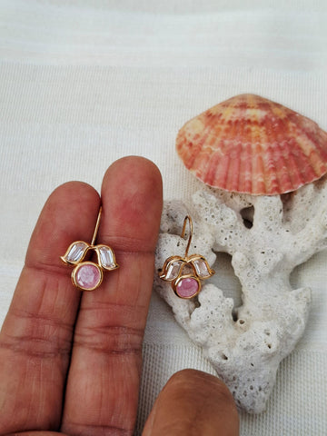 Light Pink Kundan Danglers