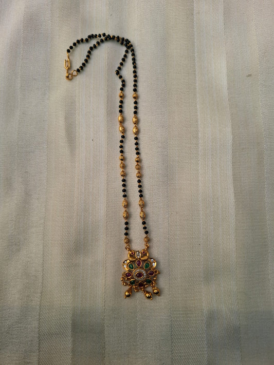 Antique Short Peacock Mangalsutra with Pota Mani