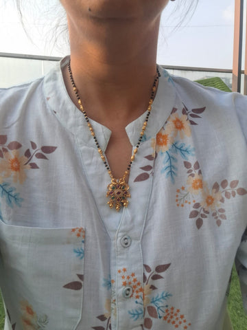Antique Short Peacock Mangalsutra with Pota Mani