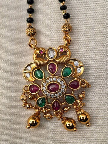 Antique Short Peacock Mangalsutra with Pota Mani