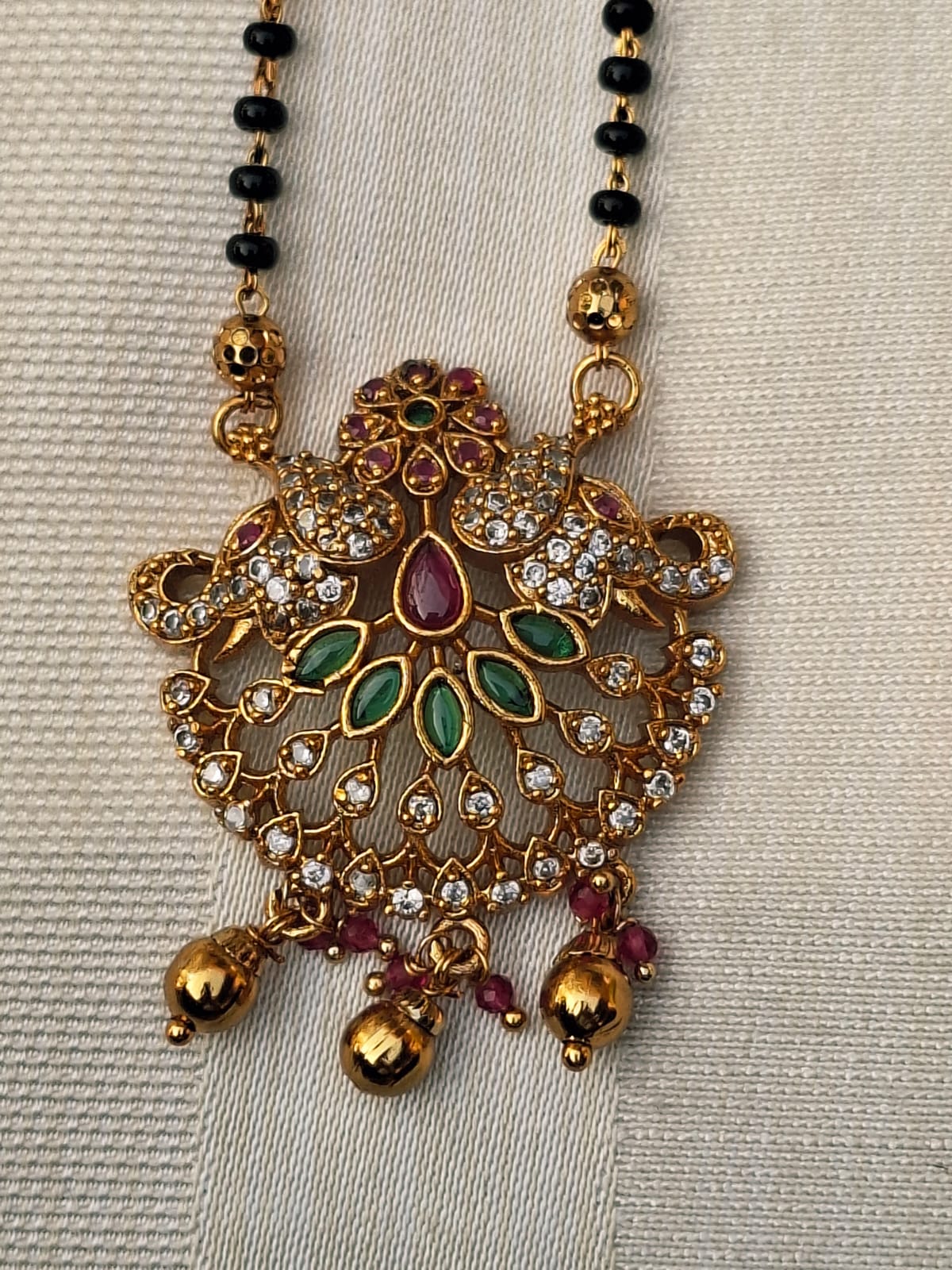 Antique Short Elephant Mangalsutra with Pota Mani