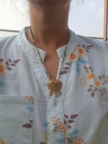 Antique Short Elephant Mangalsutra with Pota Mani