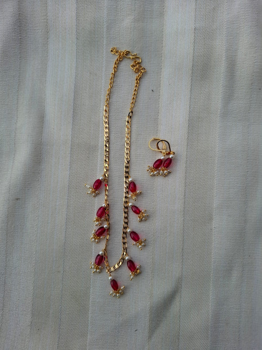Superior Pink Stone Pearl Designer Necklace