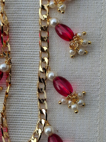 Superior Pink Stone Pearl Designer Necklace