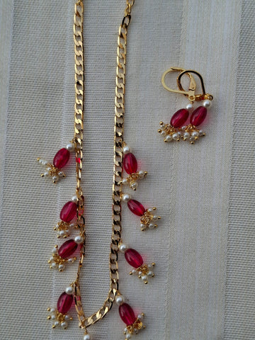 Superior Pink Stone Pearl Designer Necklace