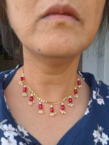 Superior Pink Stone Pearl Designer Necklace