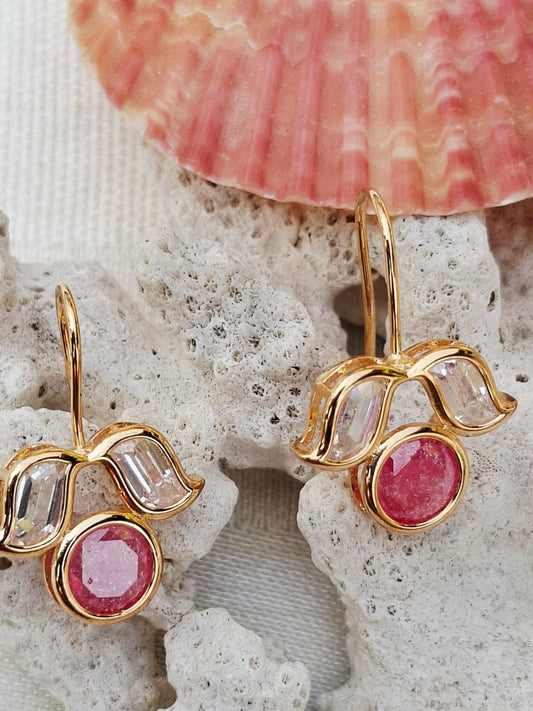 Dark Pink Kundan Danglers