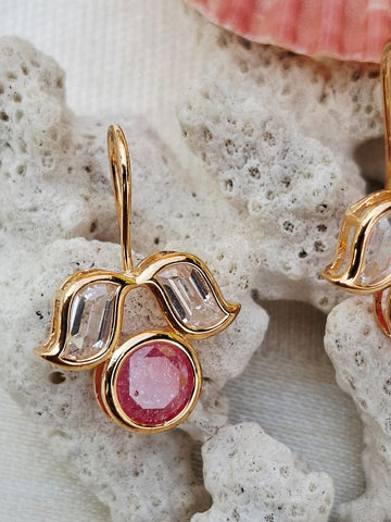 Dark Pink Kundan Danglers