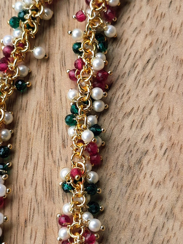 Multicoloured Crystal Pearls Gajra Necklace