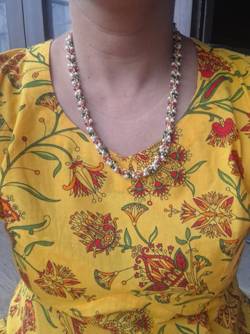 Multicoloured Crystal Pearls Gajra Necklace