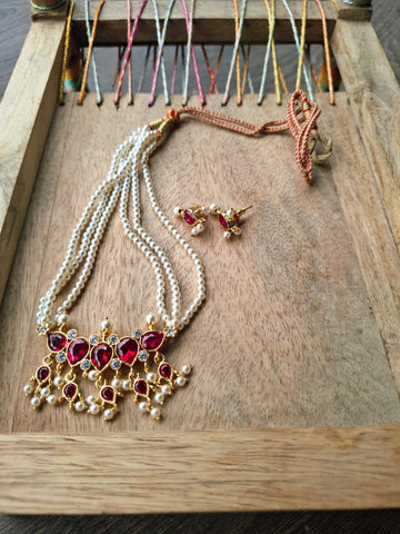 5 Stone Dark Pink Stone Zalar Tanmani