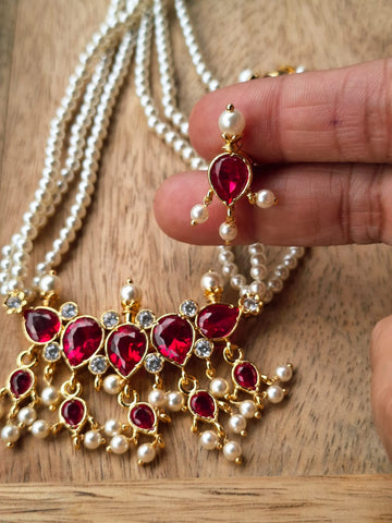 5 Stone Dark Pink Stone Zalar Tanmani