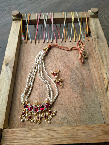 5 Stone Dark Pink Stone Zalar Tanmani
