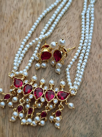 5 Stone Dark Pink Stone Zalar Tanmani Small