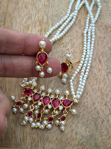 5 Stone Dark Pink Stone Zalar Tanmani Small