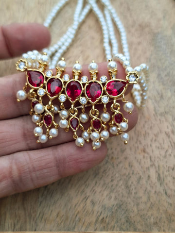 5 Stone Dark Pink Stone Zalar Tanmani Small