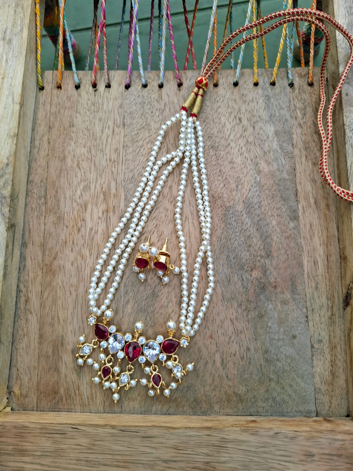 5 Stone Dark Pink White Stone Zalar Tanmani