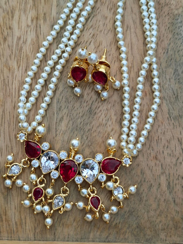 5 Stone Dark Pink White Stone Zalar Tanmani