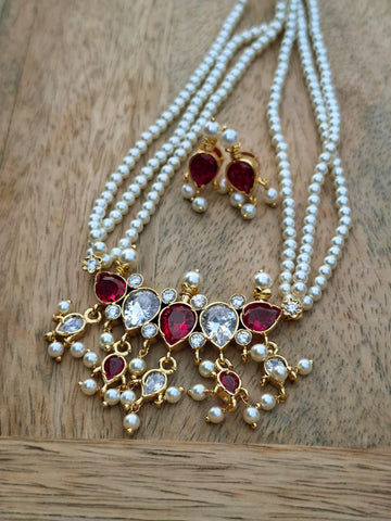 5 Stone Dark Pink White Stone Zalar Tanmani