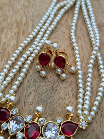 5 Stone Dark Pink White Stone Zalar Tanmani