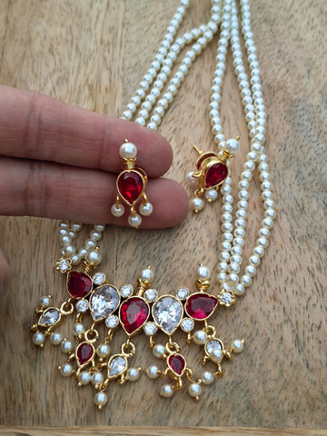 5 Stone Dark Pink White Stone Zalar Tanmani