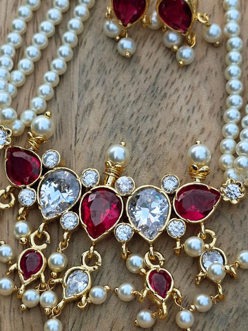5 Stone Dark Pink White Stone Zalar Tanmani