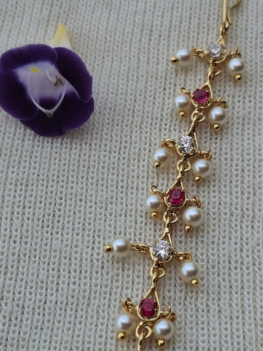 Single-Layered Dark Pink White Pearl Wel