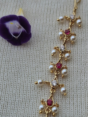Single-Layered Dark Pink White Pearl Wel