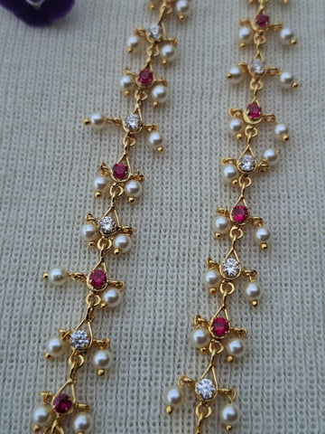 Single-Layered Dark Pink White Pearl Wel