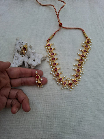 Full Red Tanmani Necklace (Badampeti Small)