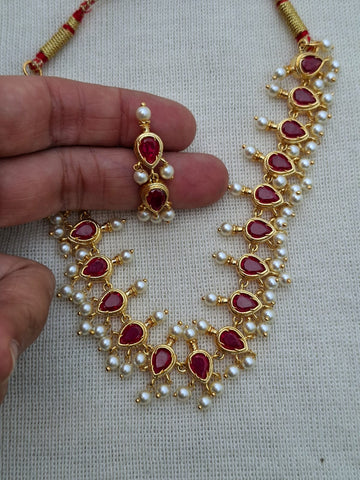 Full Red Tanmani Necklace (Badampeti Small)