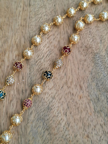 Designer Pear Mala With Multicolor and Stone Beads 18 Inch