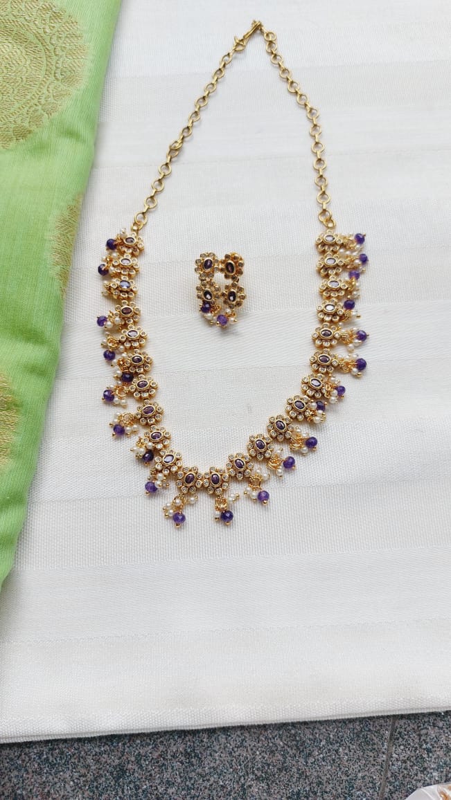 Flower Designer Necklace (Nilakshi)