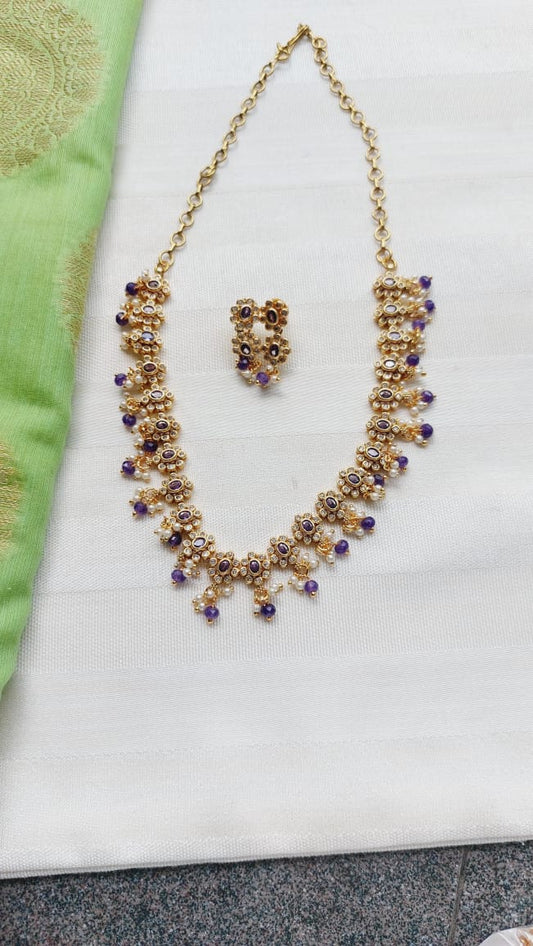 Flower Designer Necklace (Nilakshi)