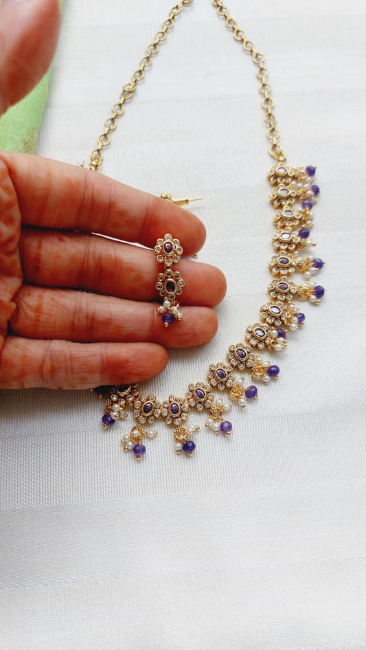 Flower Designer Necklace (Nilakshi)