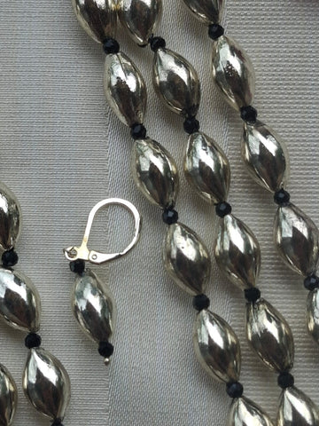 3 Lyre Dholki Bead Oxidised Long Necklace