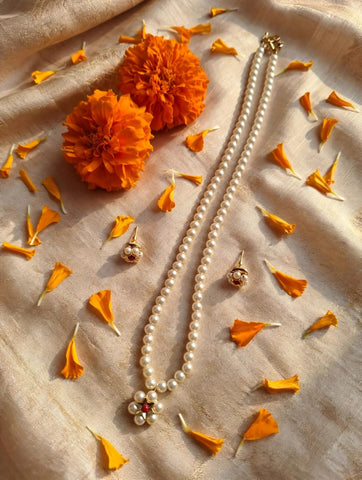 Single Pendant Pearl Set (Coral Kudi)