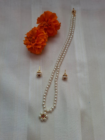 Single Pendant Pearl Set (Coral Kudi)