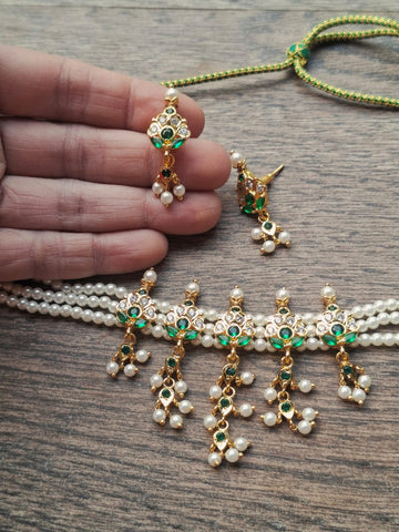 5 Patti Designer Green Zalar Chinchpeti