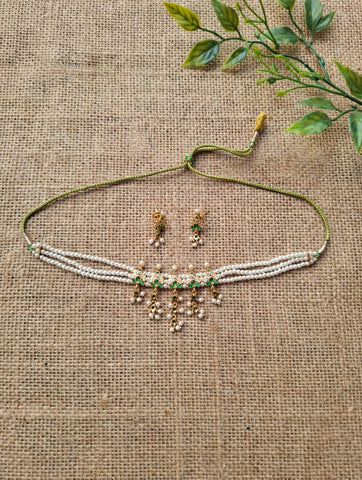 5 Patti Designer Green Zalar Chinchpeti